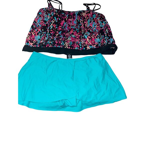 Catalina Womens Plus Size 2-Piece Tankini Set 1X & 2X Nylon Spandex Multicolor T - Picture 1 of 12